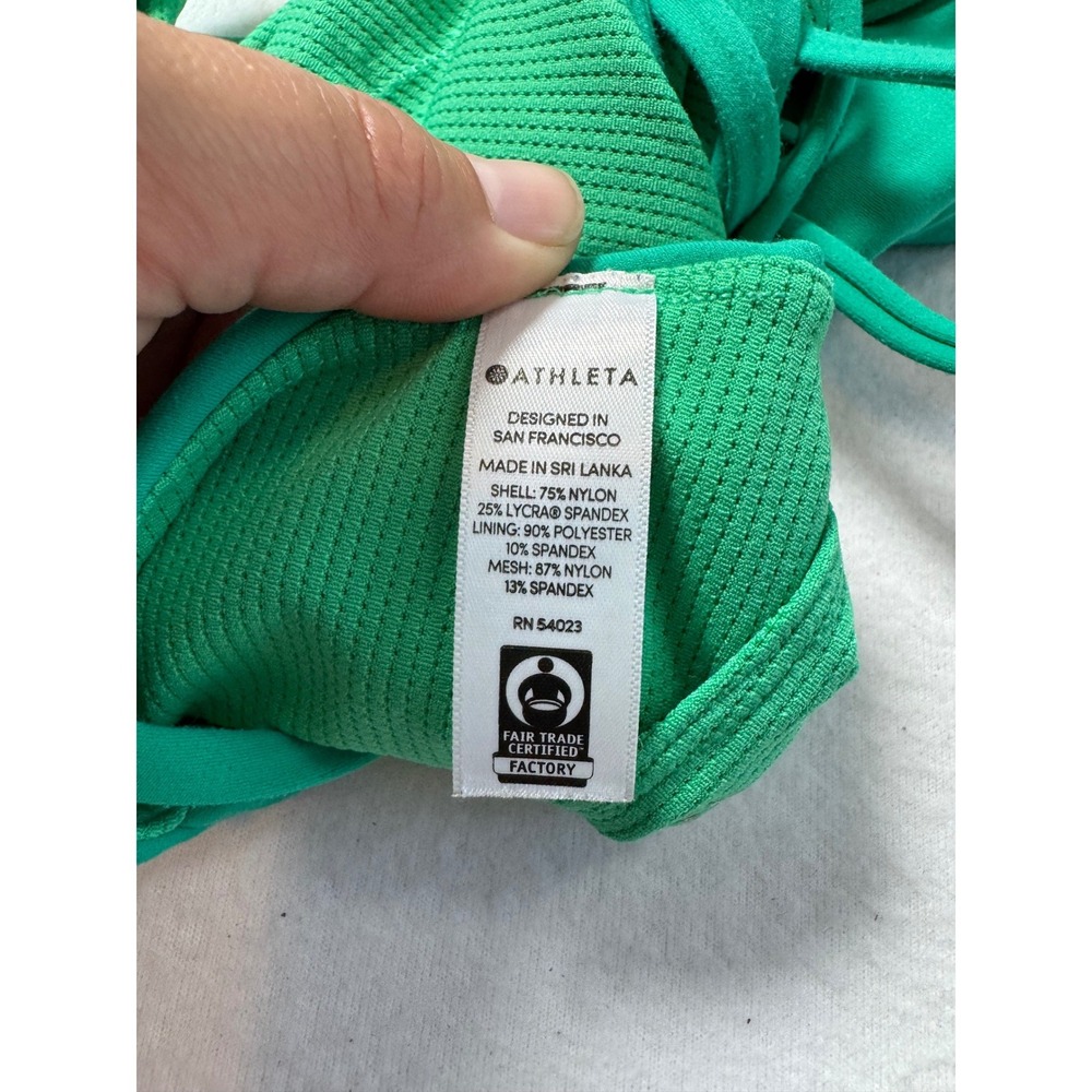 Athletic Athleta Women L Sports Bra Green High Neck Strappy Back 440938-03 SP19 - Picture 4 of 9